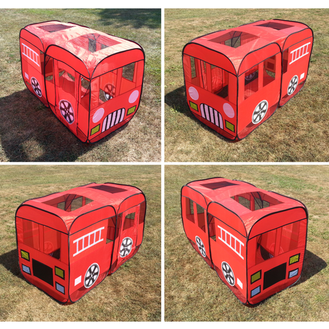 Large Red Fire Engine Truck Pop-Up Play Tent (with Step-Up Panel in Front)