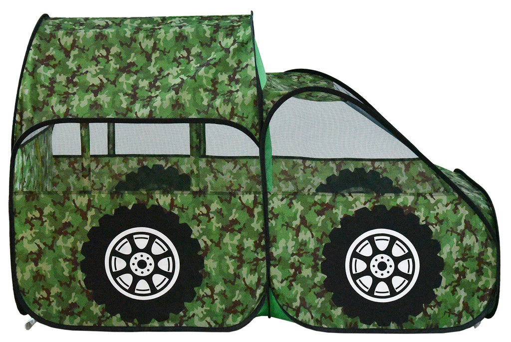 Camouflage Military Army Truck Play Tent, Boys/Girls, Indoor/Outdoor w/Stakes, FREE Matching Cap