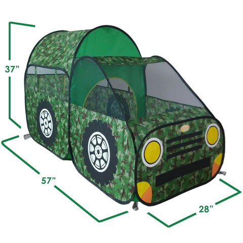 Camouflage Military Army Truck Play Tent, Boys/Girls, Indoor/Outdoor w/Stakes, FREE Matching Cap