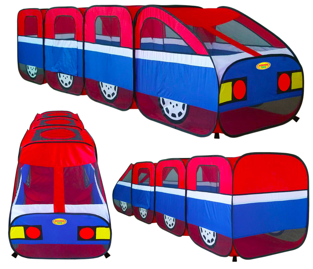 Children Supersonic Train Playhouse 4 Compartment Play Tent for Boys/Girls, Indoors/Outdoors w/Stakes