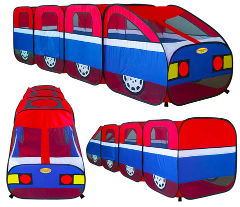 Children Supersonic Train Playhouse 4 Compartment Play Tent for Boys/Girls, Indoors/Outdoors w/Stakes