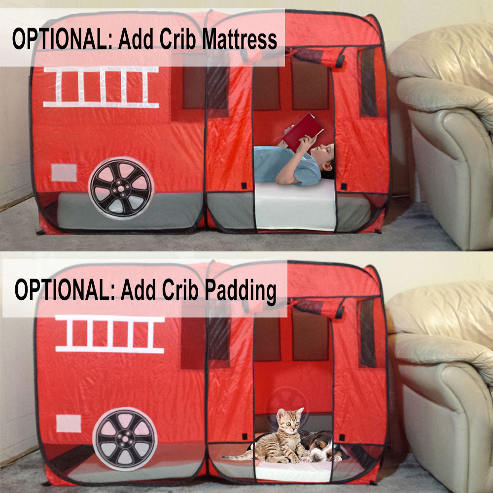Large Red Fire Engine Truck Pop-Up Play Tent (Easy Front Access)
